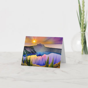 Cartão Lagoa da cratera aquarela personalizável