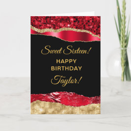 Cartão Lágrimas de Glam Vermelhas e Douradas Doce Dezesse