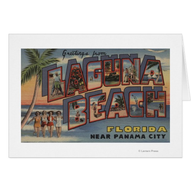Cartão Laguna Beach, Florida - Large Letter Scenes (Frente Horizontal)