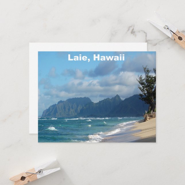 Cartão Laie Beach Hawaii (Frente/Verso In Situ)
