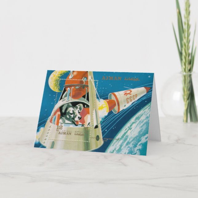 Cartão Laika First Dog In Space Note Card by Brad Hines (Frente)