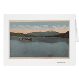 Cartão Lake Placid, NY - vista do navio a vapor Doris