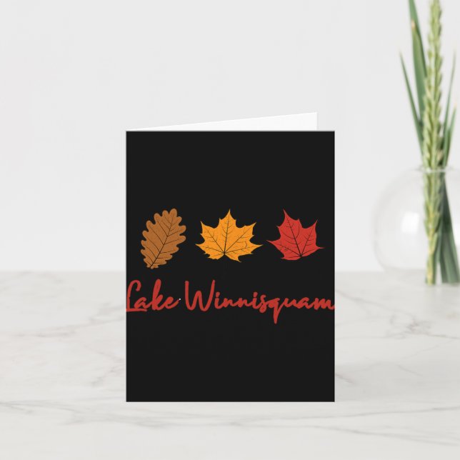 Cartão Lake Winnisquam Fall Foliage Autumn Leaf Ing Oak M (Frente)