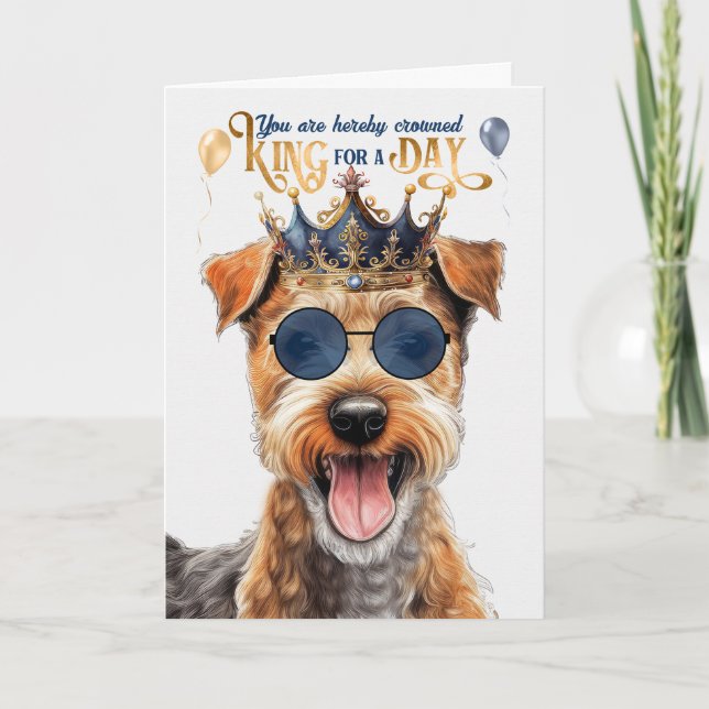 Cartão Lakeland Terrier Dog King para o dia feliz anivers (Frente)