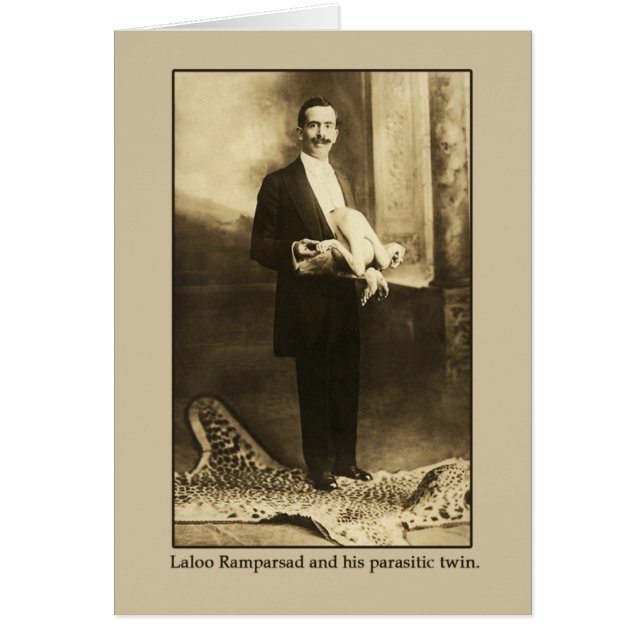 Cartão Laloo, o Feliz Hindoo com um Gêmeo parasita (Frente)