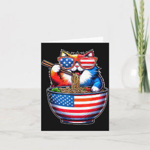 Cartão Lamen de Gato Sungl Bandeira EUA Patriótico 4 de J