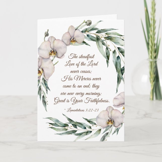 Cartão Lamentações 3:22-23 Amor do Senhor (Frente)