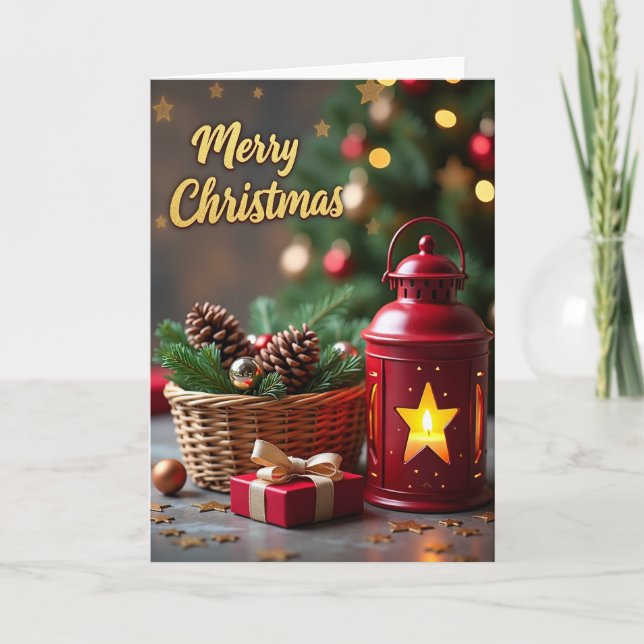 Cartão Lâmpada de Natal Feliz (Frente)