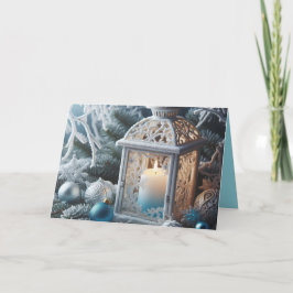 Cartão Lâmpada Inverno Branco e Azul Fosco