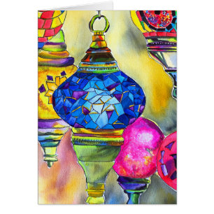 Cartão Lâmpadas turcas, mosaico, aquarela, arte