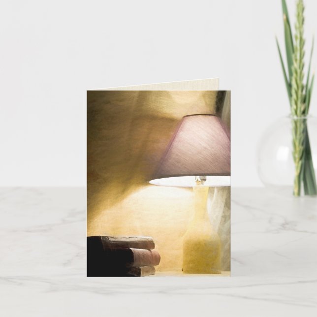 Cartão lamparina brilhante com livros antigos impressioni (Frente)