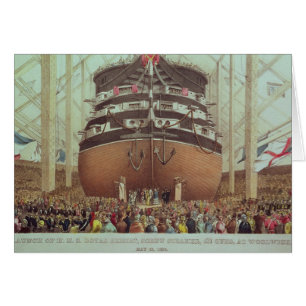 Cartão Lançamento de H.M.S. Real Albert, navio a vapor d