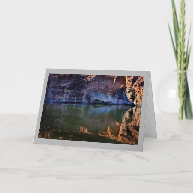 Cartão Landscape 49 Sunny color rocks river white duck (Frente)