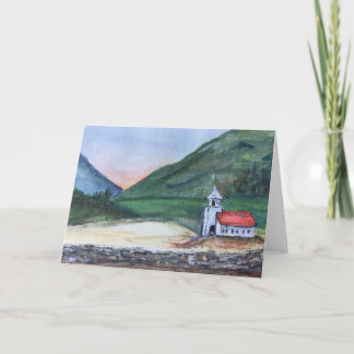 Cartão Landscape greeting card, with church.