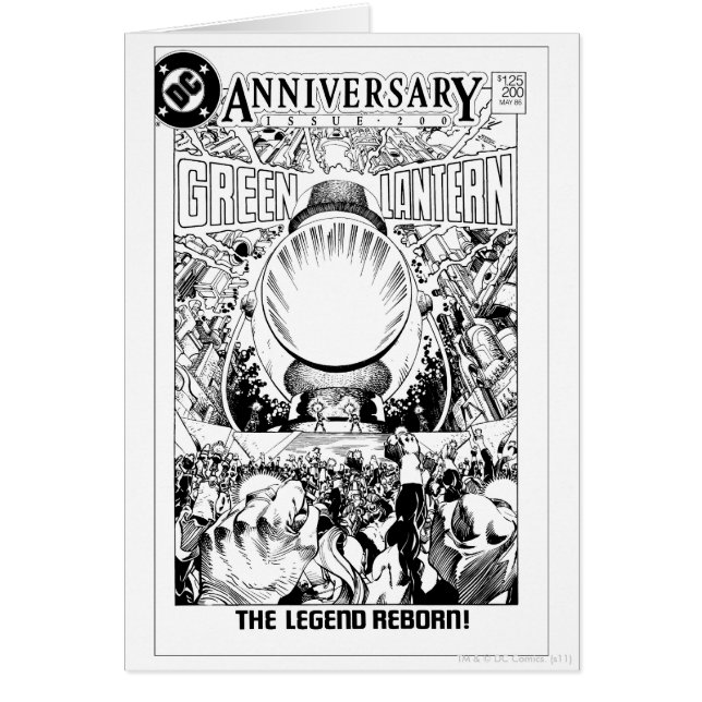 Cartão Lantera Verde - A Lenda Renascida, Negra e Branca (Frente)