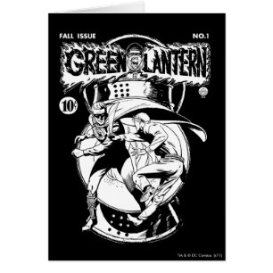 Cartão Lantera Verde com capa na luta, Preto e Branco