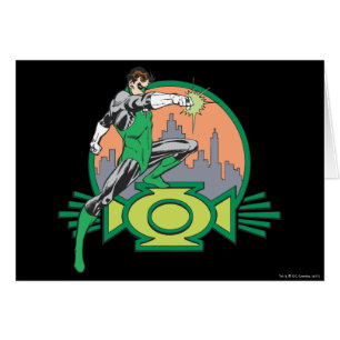 Cartão Lanterna Verde e paisagem urbana