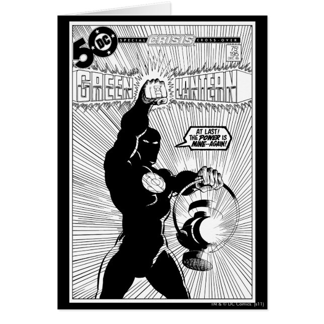 Cartão Lanterna Verde - Lanterna Brilhante, Preto e Branc (Frente)