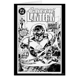 Cartão Lanternas Verdes Voando, Preto e Branco