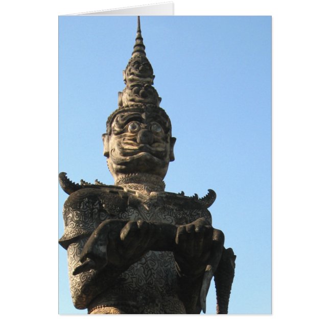 Cartão Lao Giant Guardian .. Buddha Park, Vientiane, Laos (Frente)