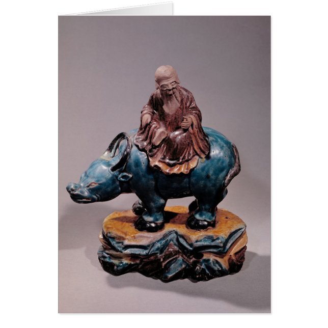 Cartão Lao-Tzu em seu búfalo, dinastia de Qing (Frente)