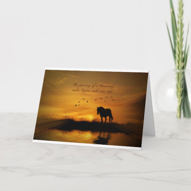 Cartão Lao Tzu Famous Quote Encouragement Horse (Frente)