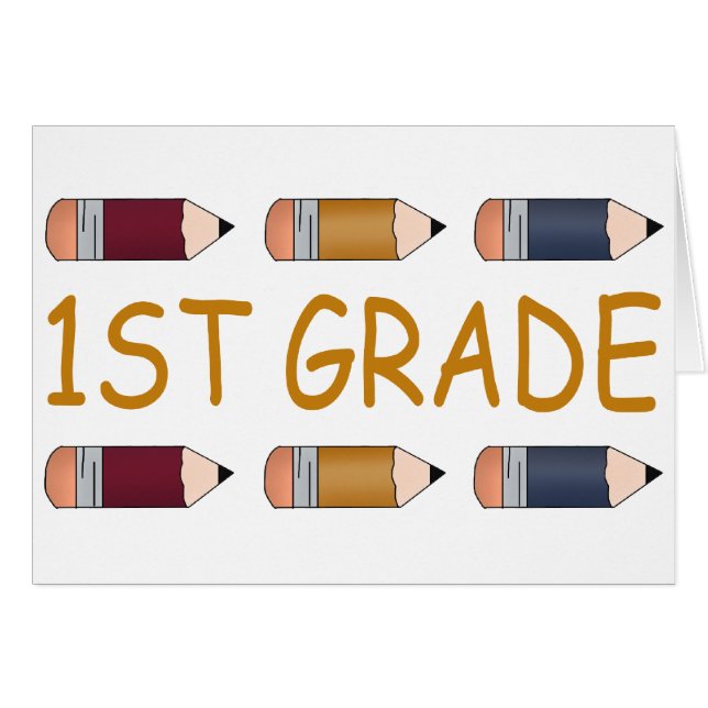 Cartão Lápis de primeiro grau da escola (Frente Horizontal)