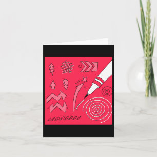 Cartão Lápis Vermelho com cores de arte digital expressiv