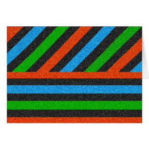 Cartão Laranja, Azul, Verde, Brilho Negro Striped