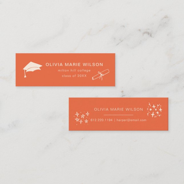 Cartão laranja de ícone de gradação minimalista (Frente/Verso)