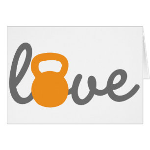 Cartão Laranja de Kettlebell do amor