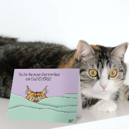 Cartão Laranja Gengibre Roxo Gato Fofo Dia dos Pais