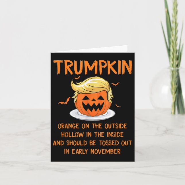 Cartão Laranja Trumpkin Por Fora Presente De Halloween An (Frente)
