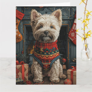 Cartão Lareira de presentes de Natal Bouviers Des Flandre