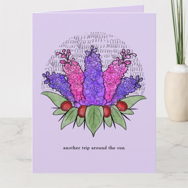 Cartão Larkspur e Ruby - julho (Frente)