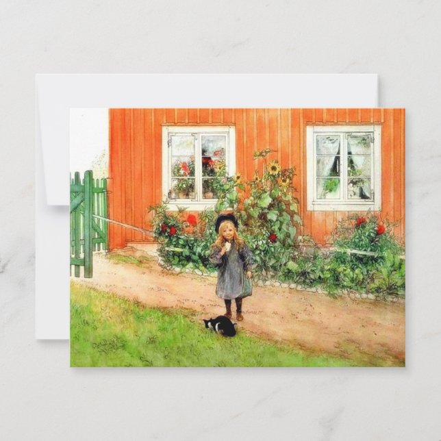 Cartão Larsson - Brita com um Gato e um Sanduíche (Frente)