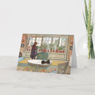 Cartão Larsson: Flores no Windowsill