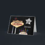 Cartão Las Vegas 21st Birthday Card<br><div class="desc">Las Vegas 21st Birthday Card. Add text inside card for surprise birthday,  or fabulous birthday party. Whatever you would like to add,  you have the option! Change the name of the birthday boy!!!</div>