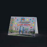 Cartão Las Vegas Happy 21st Birthday Card in Blue<br><div class="desc">Las Vegas Happy 21st Birthday Card in Blue</div>