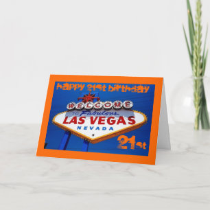 Cartão LasVegas_Sign, ANIVERSÁRIO DE 21 ANOS FELIZ, FELIZ