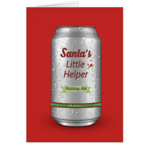 Cartão Lata de cerveja pequena do ajudante do papai noel