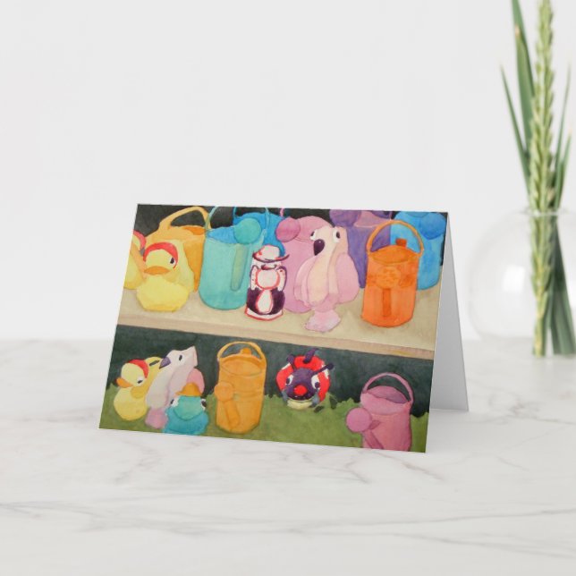 Cartão Latas molhando Forget mim não fazenda (Frente)