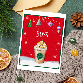 Cartão Latte de Natal Alegre Com Ornamento Vintage Para o
