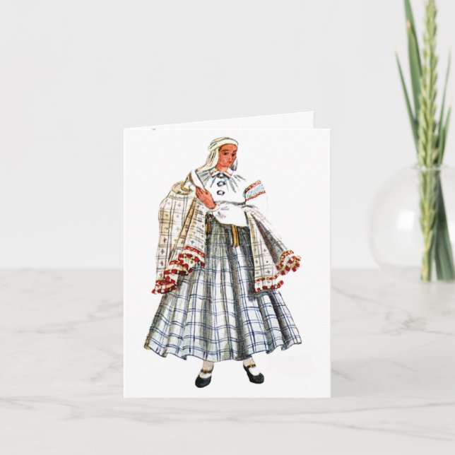 Cartão Latvian traditional folk costume card (Frente)