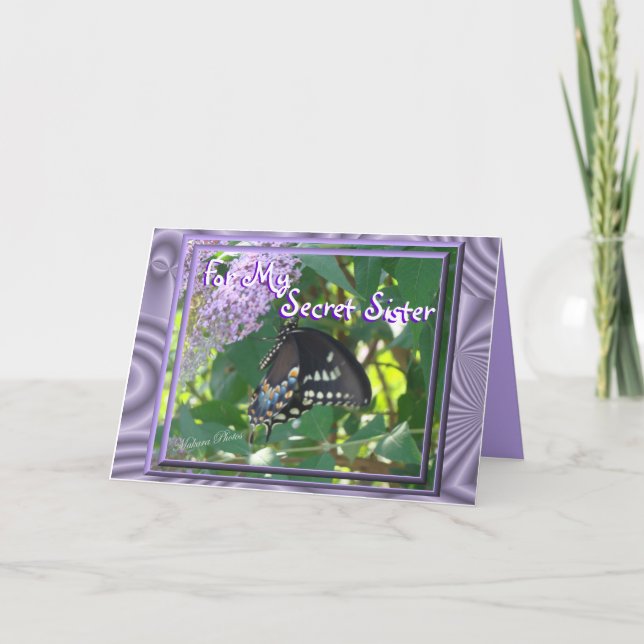 Cartão Lav-Butterfly Secret Sister- or any ocassion (Frente)