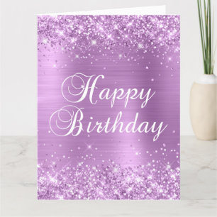 Cartão Lavanda brilhante Foil Grande Feliz Aniversário