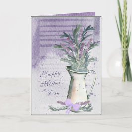 Cartão Lavanda e placa de Dia de as mães de Aquarela Rose
