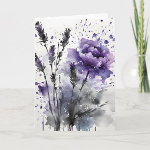 Cartão Lavanda - Flores aquarela