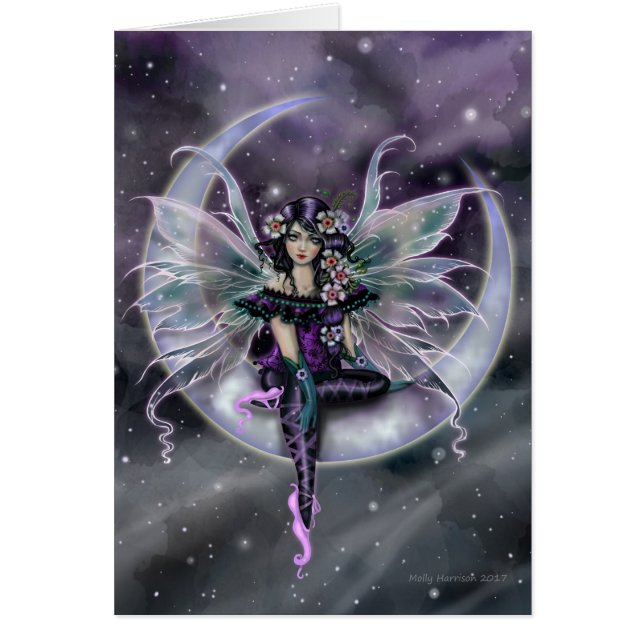 Cartão Lavanda Moon Fairy Fantasy Art de Molly Harrison (Frente)