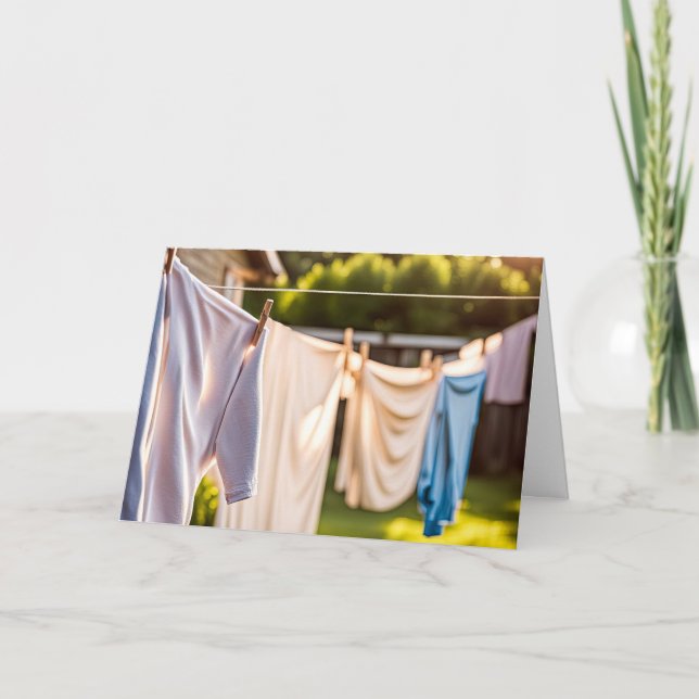 Cartão Lavanderia De Aniversário, Prendendo-Se Na Linha D (Frente)